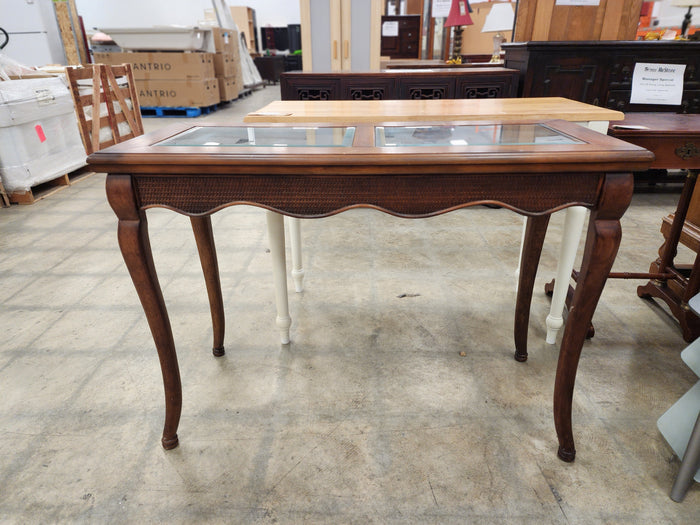 Queen Anne Style Dark Wood Table with Mirror