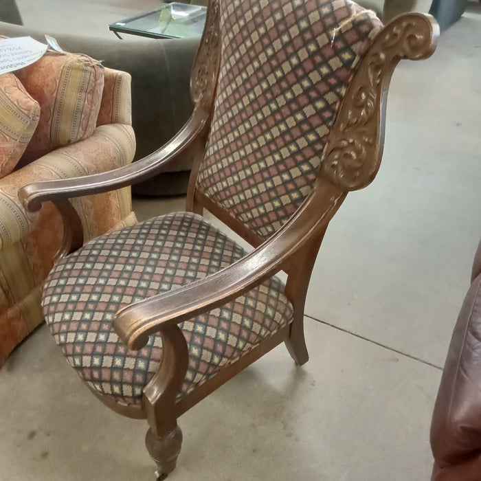 33"W Wood Framed Throne Armchair