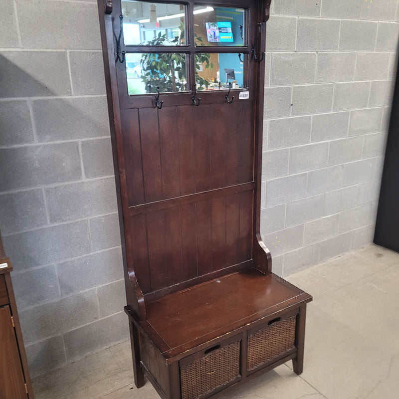 31.5"W Entry Hall Bench with Coat Hooks