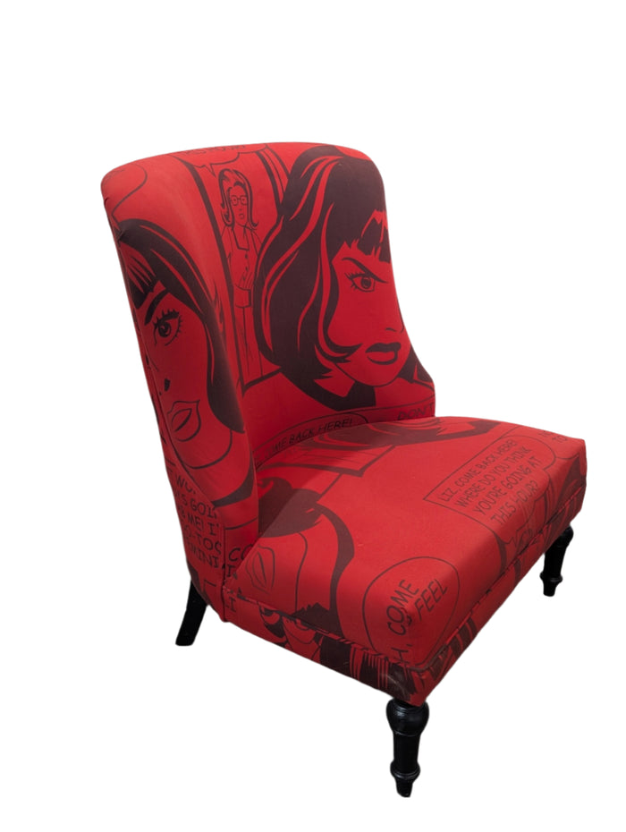 Red Comic Book Style Accent Chair
