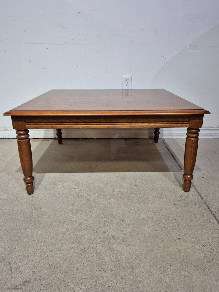 34" Square Parquetry Wood Coffee Table