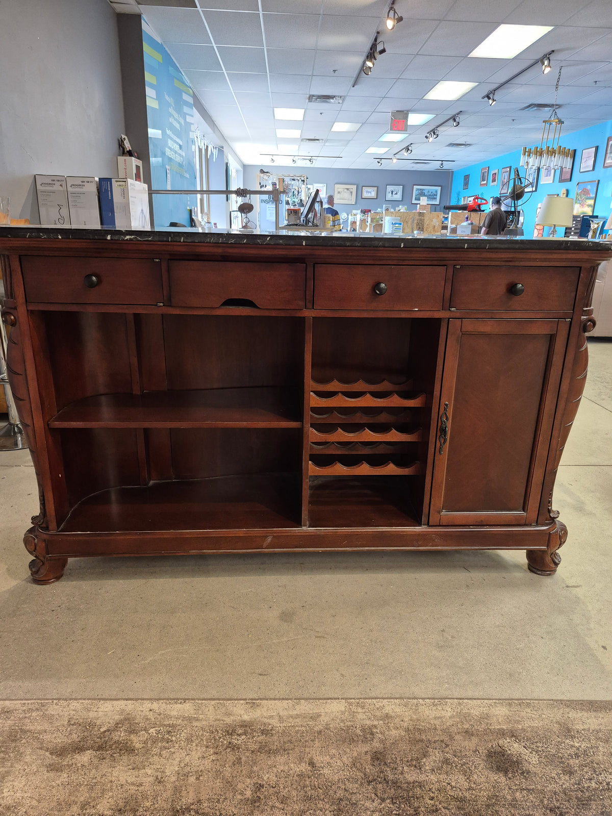 68"W Bar with Granite-Look Tile Top