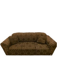 Muted Olive Green Damask Pattern Woven Fabric 3-Seat Sofa #ES1