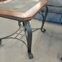 26"W Side Table with Tile Inlaid Top