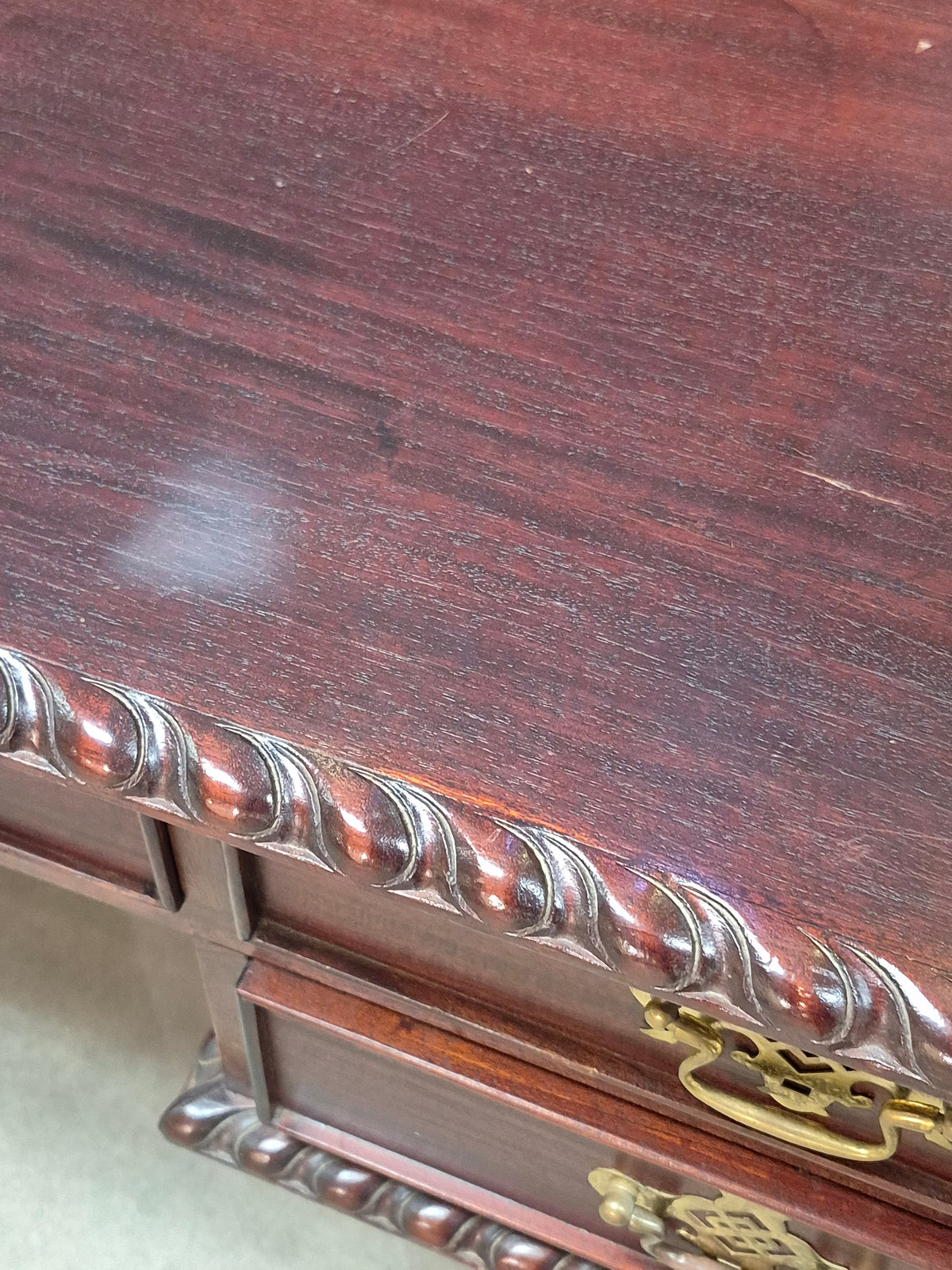 Chippendale Style Mahogany Executive Desk