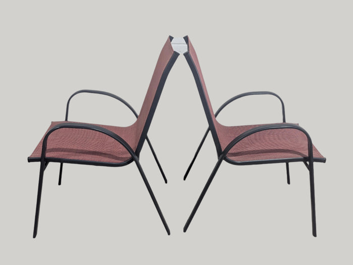 Set of 2 Red/Gray Patio Chairs