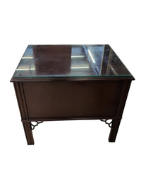 Strathrov Dark Brown Side Table w/ Glass top