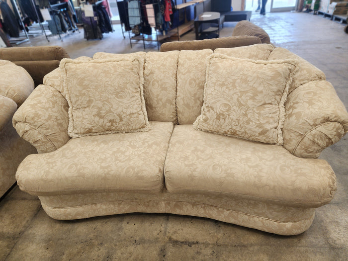 Beige Traditional Style Floral Loveseat