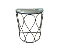 Iron Halfmoon Glass Top Side Table
