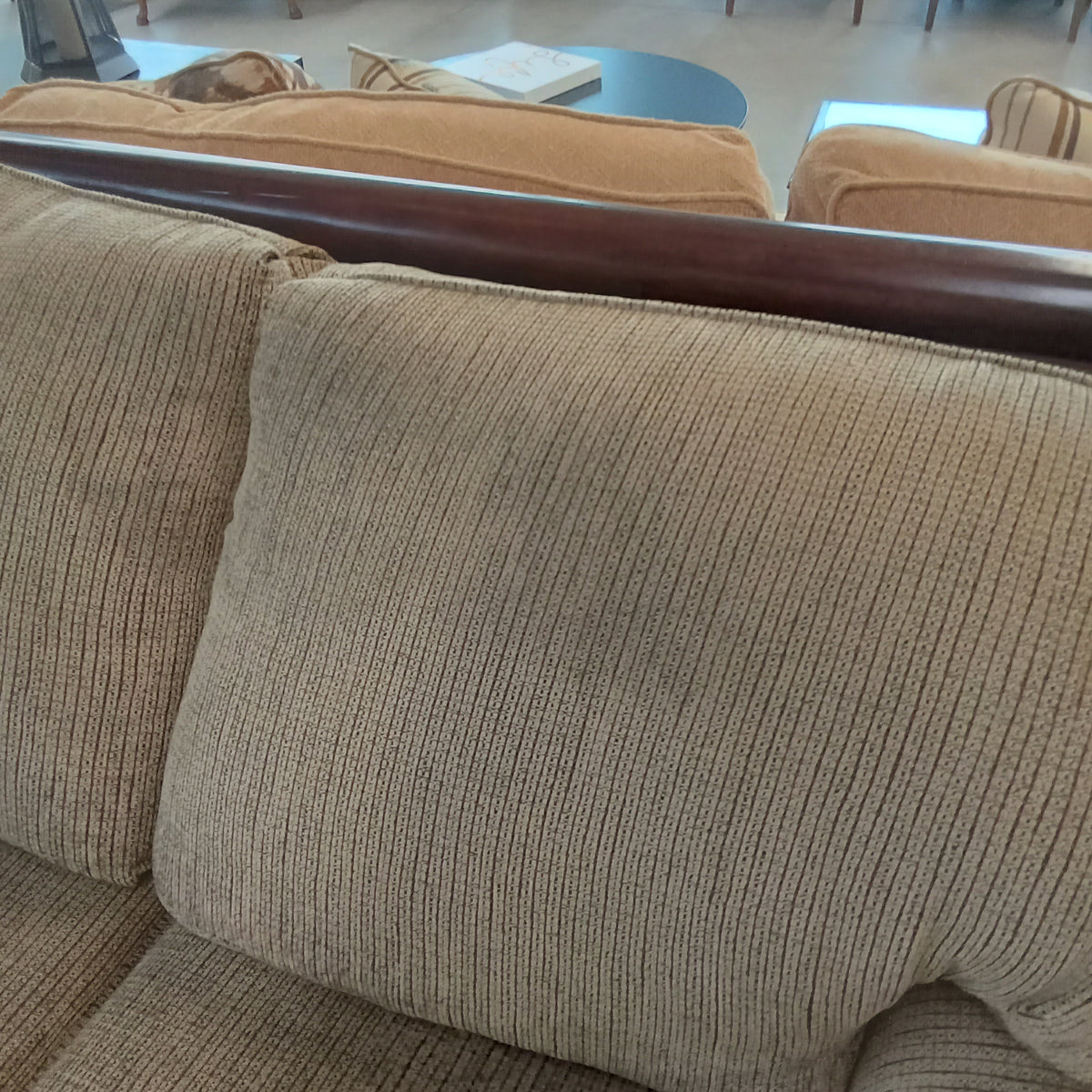 68"W Brown Fabric Love Seat