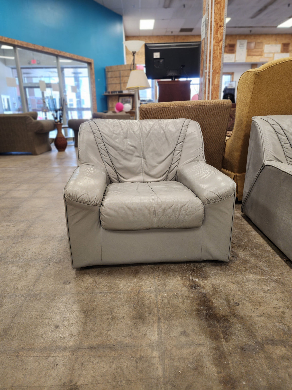 Light Grey Faux Leather Armchair