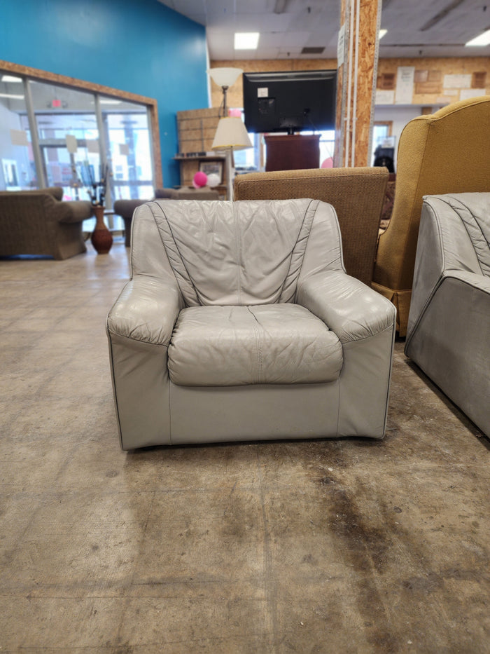 Light Grey Faux Leather Armchair