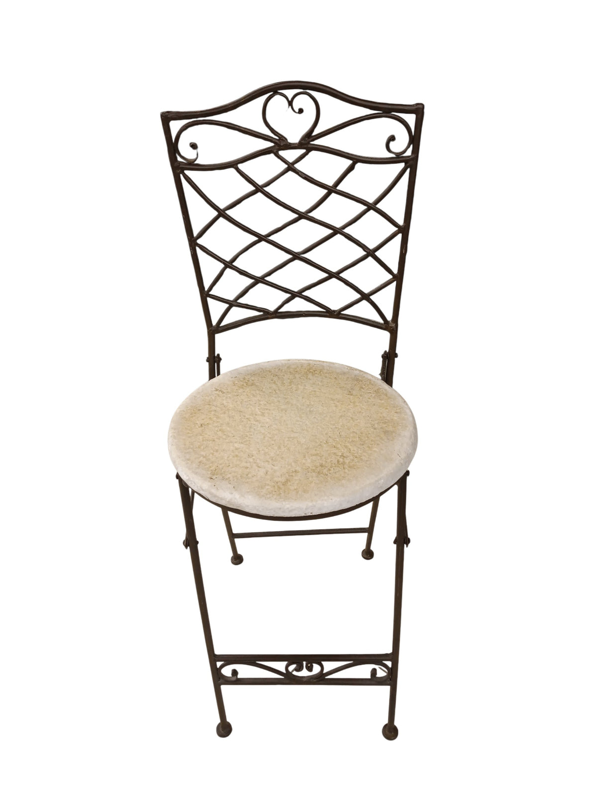 Folding Wrought Iron & Faux Stone Garden Bar Stool - Set of 4