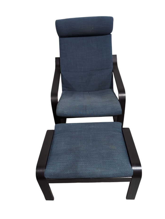 Blue Ikea POÄNG Armchair w/ Blue Footstool