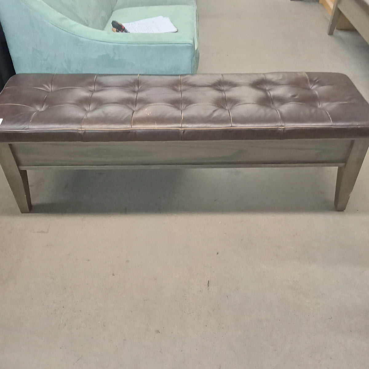 61"W Leather Bench