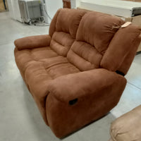 66"W Recliner Love Seat in Brown Faux Suede