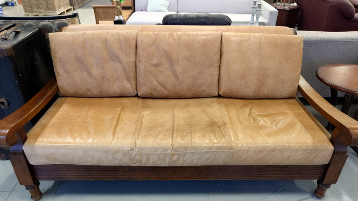 Tan Leather 3 Seater Sofa