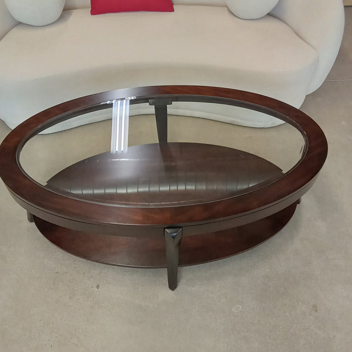 52"W Oval Coffee Table with Glass Top