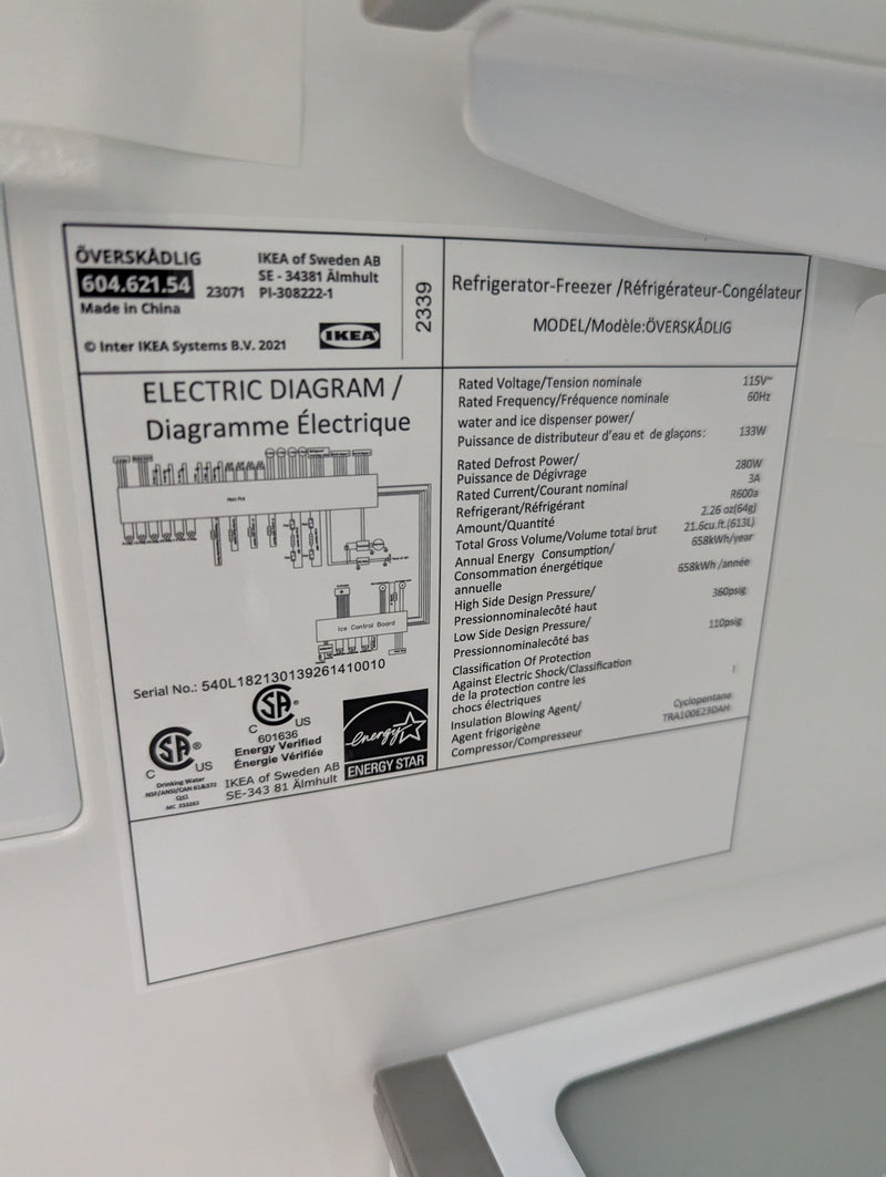 IKEA ÖVERSKÅDLIG French Door Refrigerator 4-door Stainless Steel