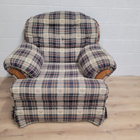 41"W Plush Armchair with wood accents