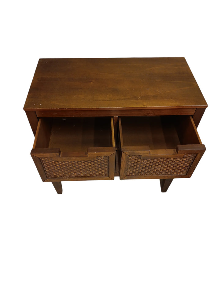 Wood & Woven Rattan 4-Drawer Accent Cabinet