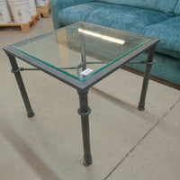 27"W Patio Coffee Table with Glass Top