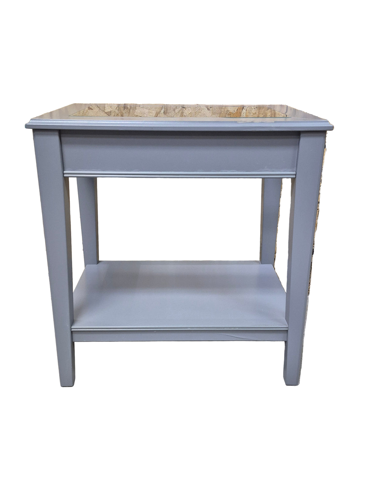 Grey Side Table with Glass Top