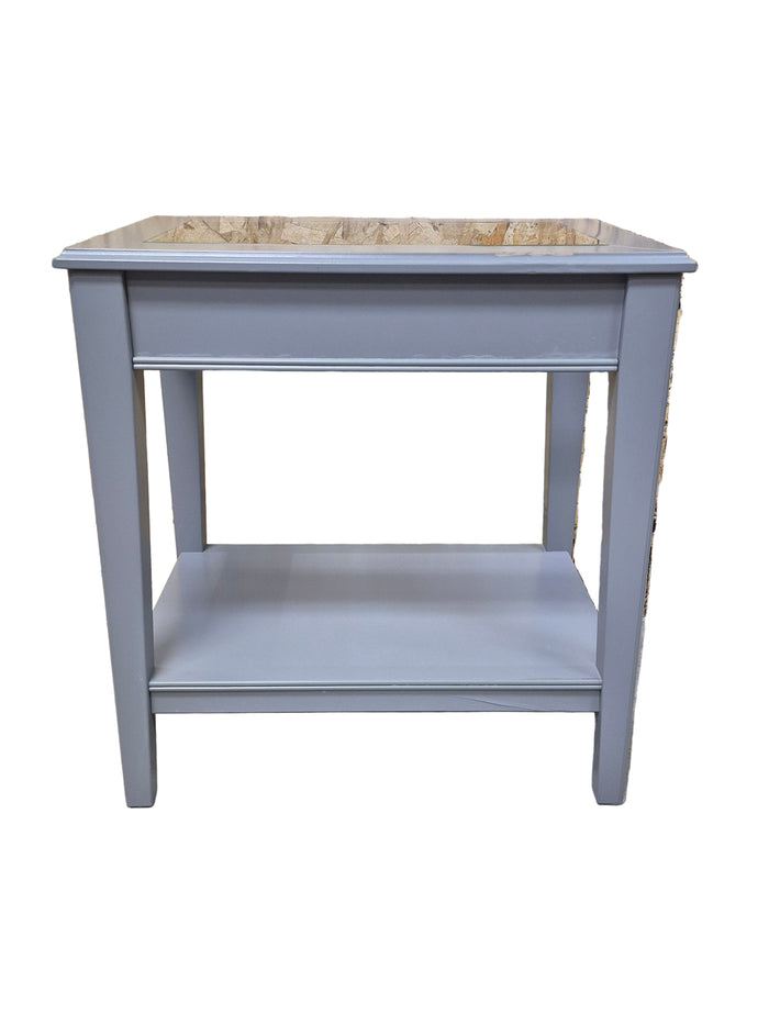 Grey Side Table with Glass Top