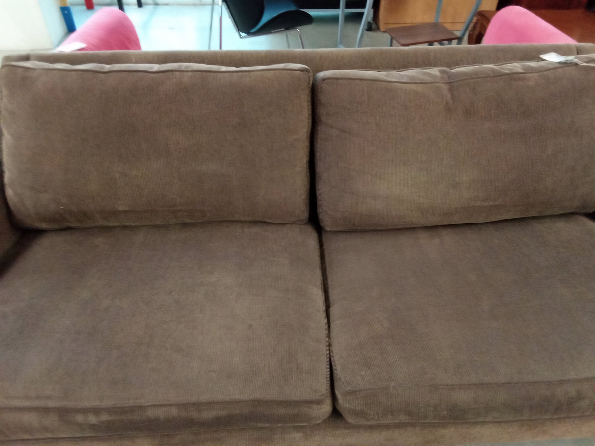 79" W Brown Fabric Sofa