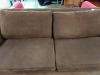 79" W Brown Fabric Sofa