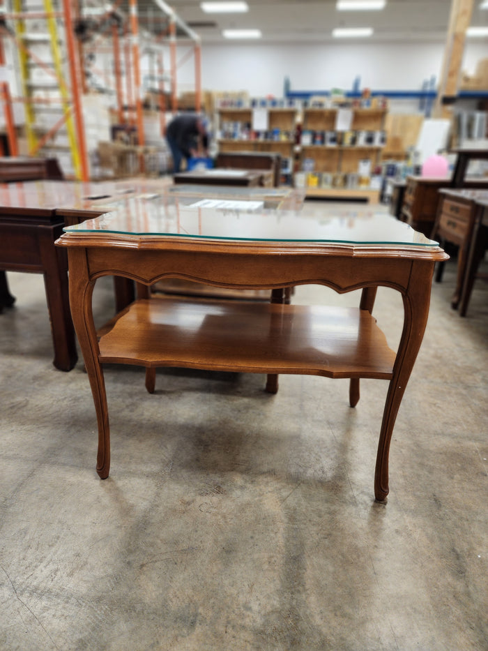 Rectangular 2 Tier Wooden Side Table