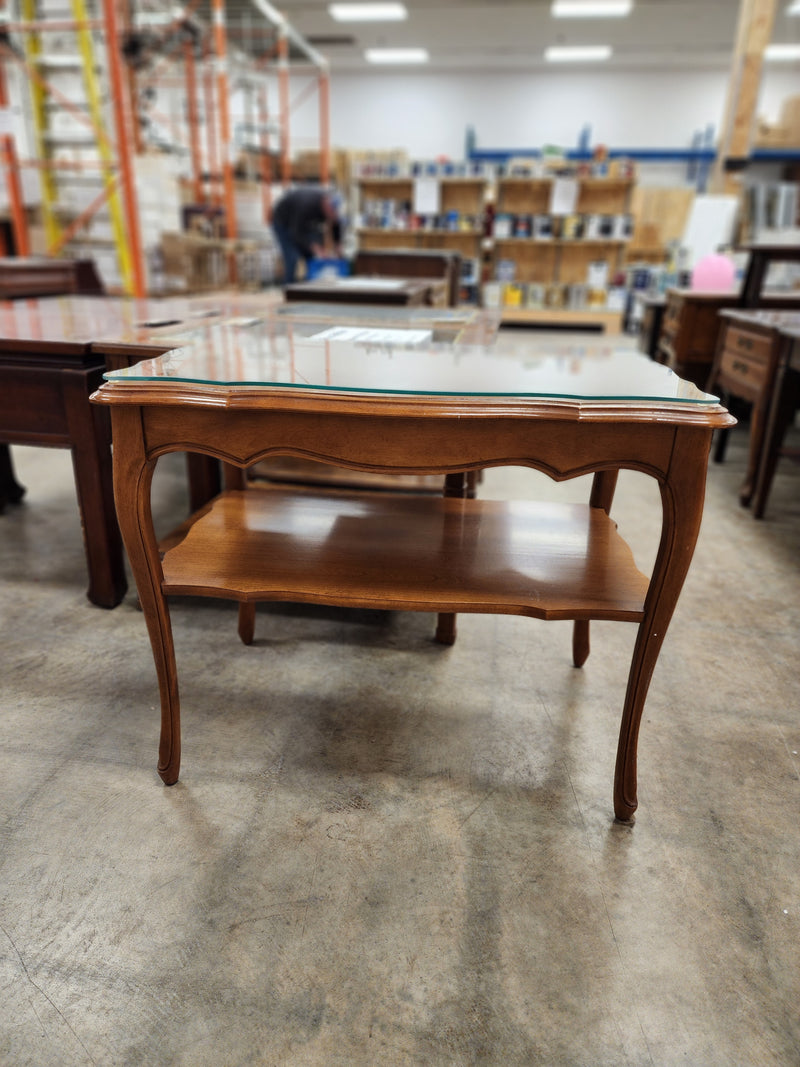 Rectangular 2 Tier Wooden Side Table