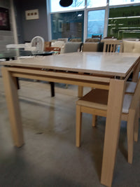 59"W Blonde Wood Dining Set with 4 Chairs