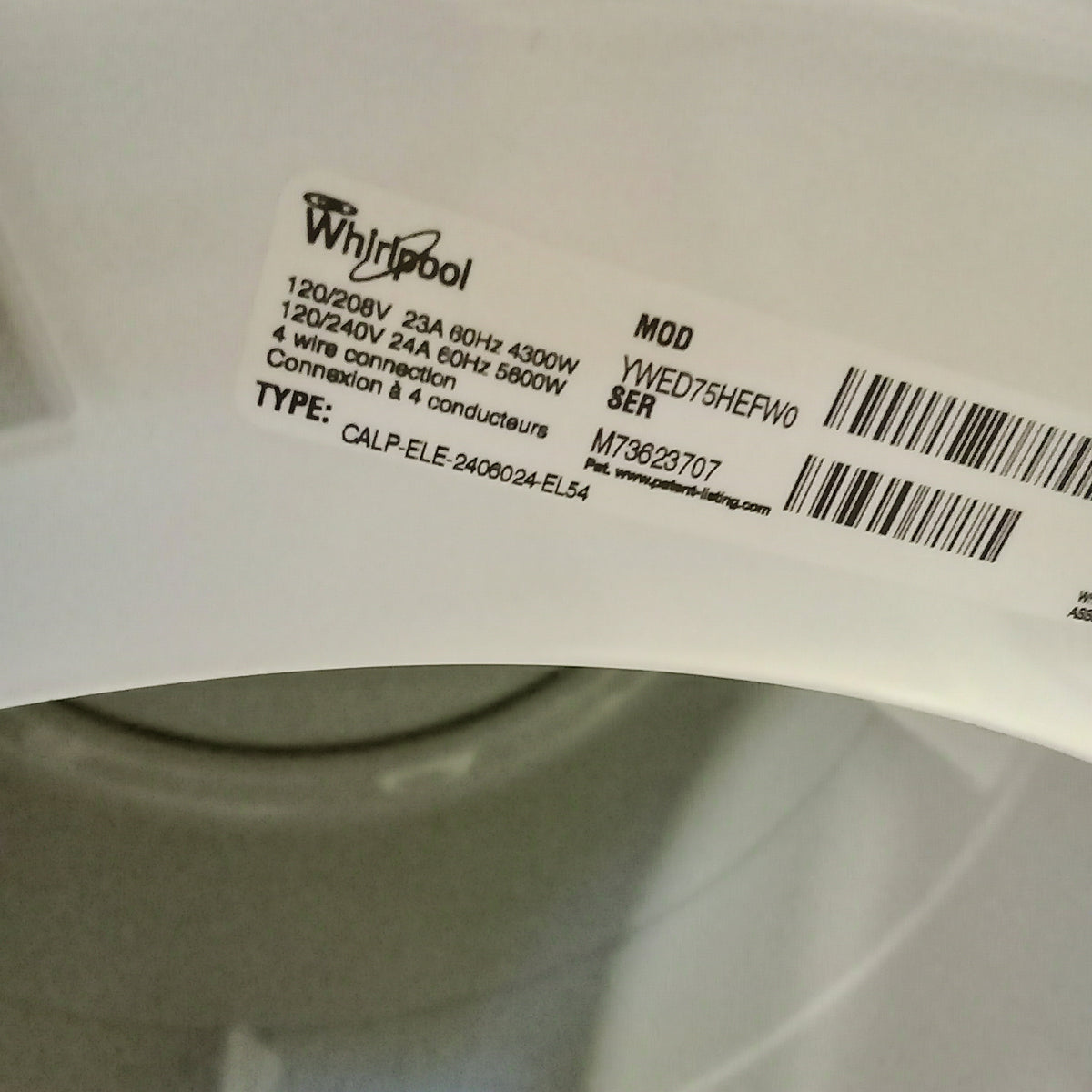 27"W Front Load Dryer in White - Whirlpool