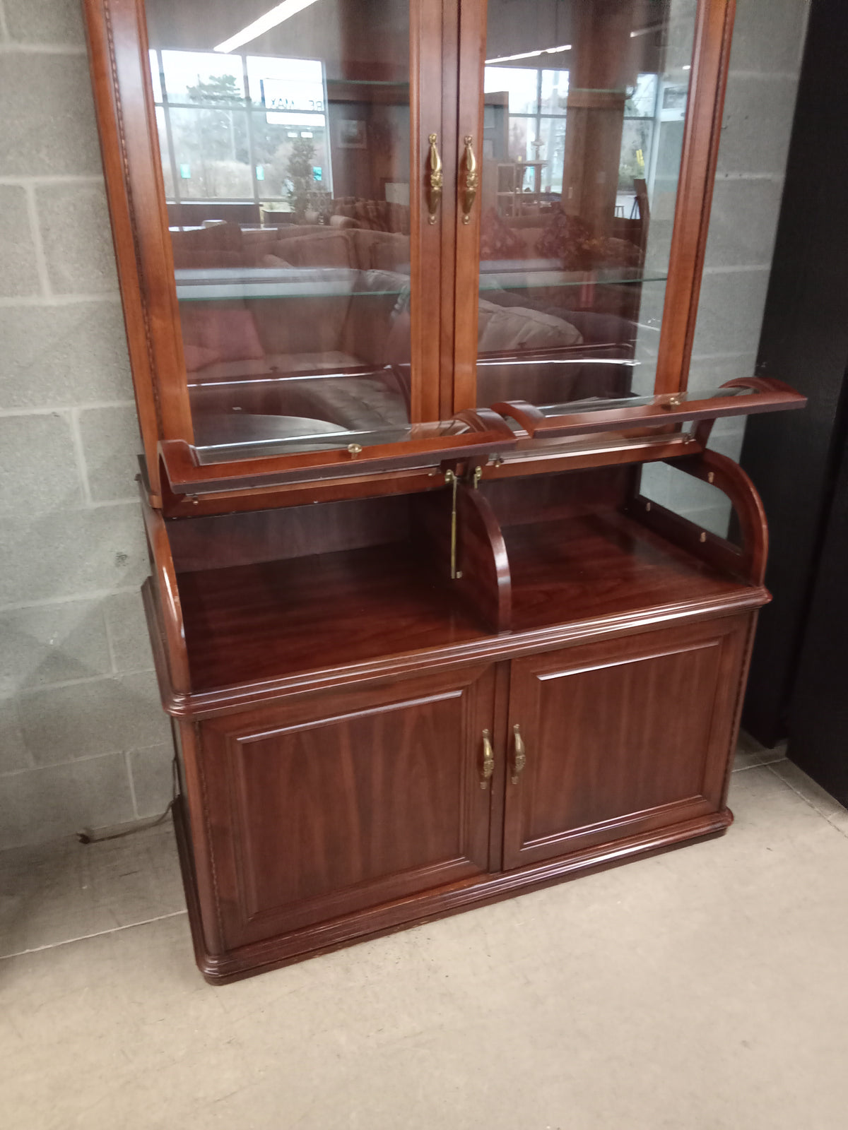 48"W Two Piece Display Cabinet in Solid Wood