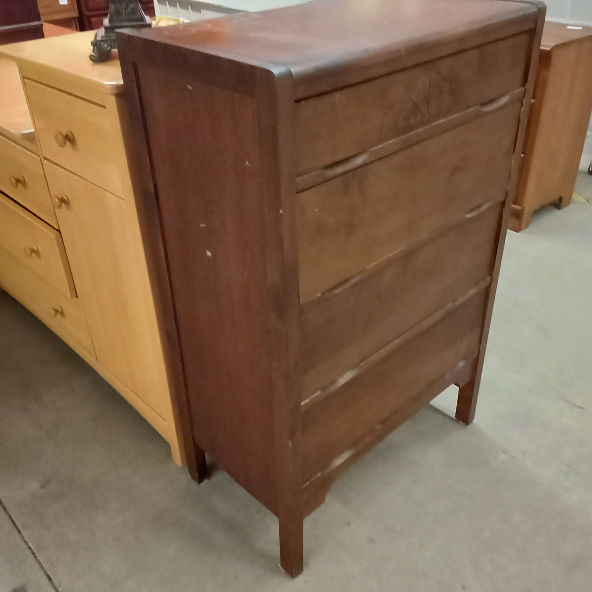 28"W Vintage Wooden 4-Drawer Dresser