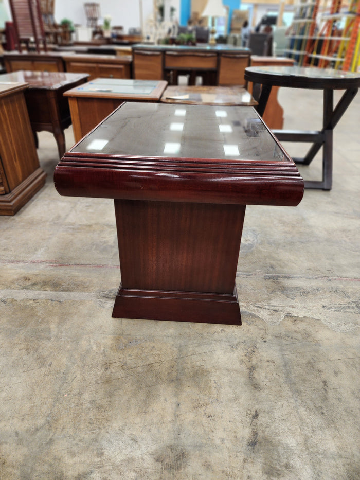 Dark Mahogany Glass Top Side Table