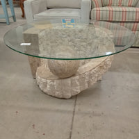 38"Diameter Round Coffee Table with Glass Top
