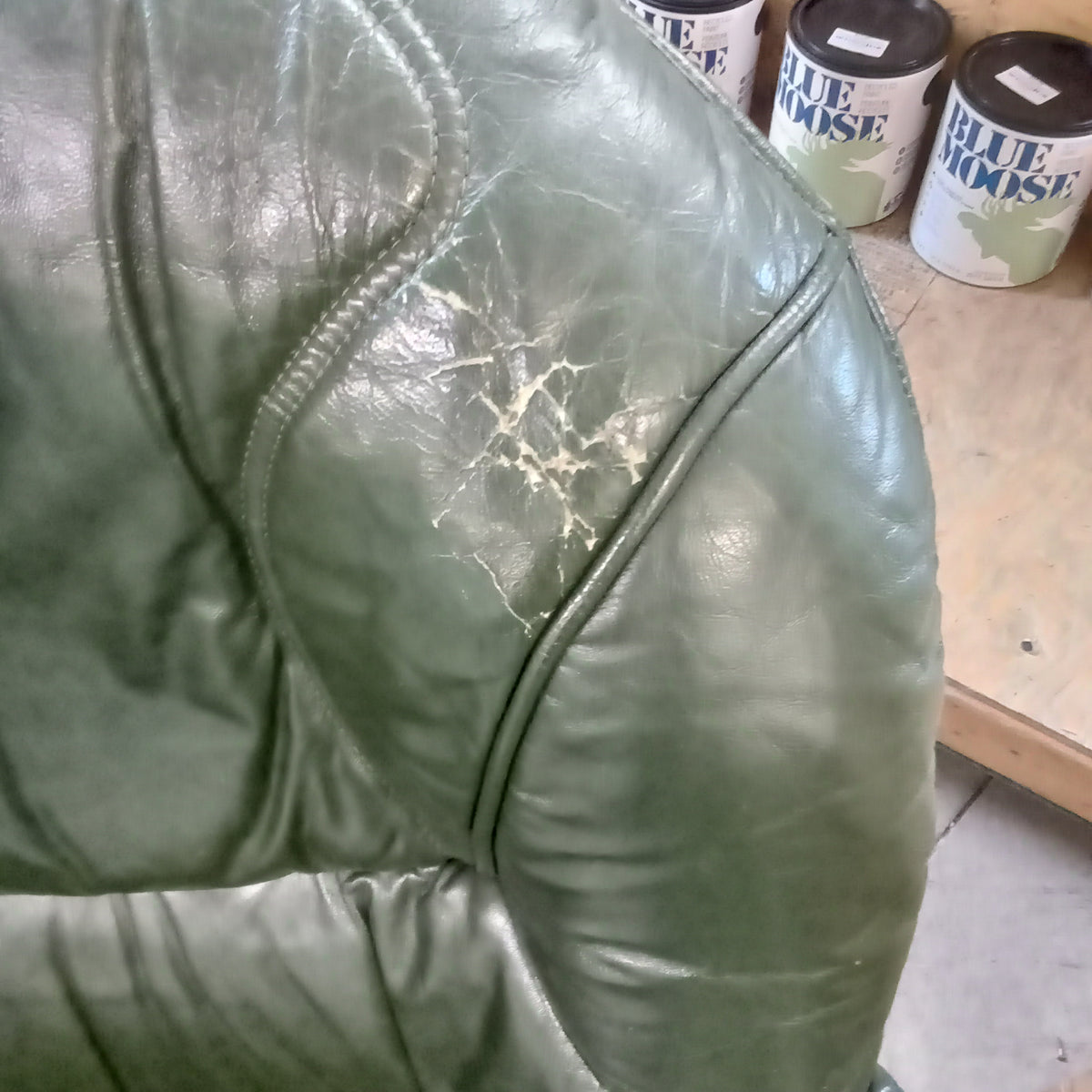 80"W 3-Seat Sofa in Green Faux Leather
