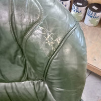 80"W 3-Seat Sofa in Green Faux Leather