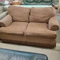 64"W Brown Stripped Love Seat