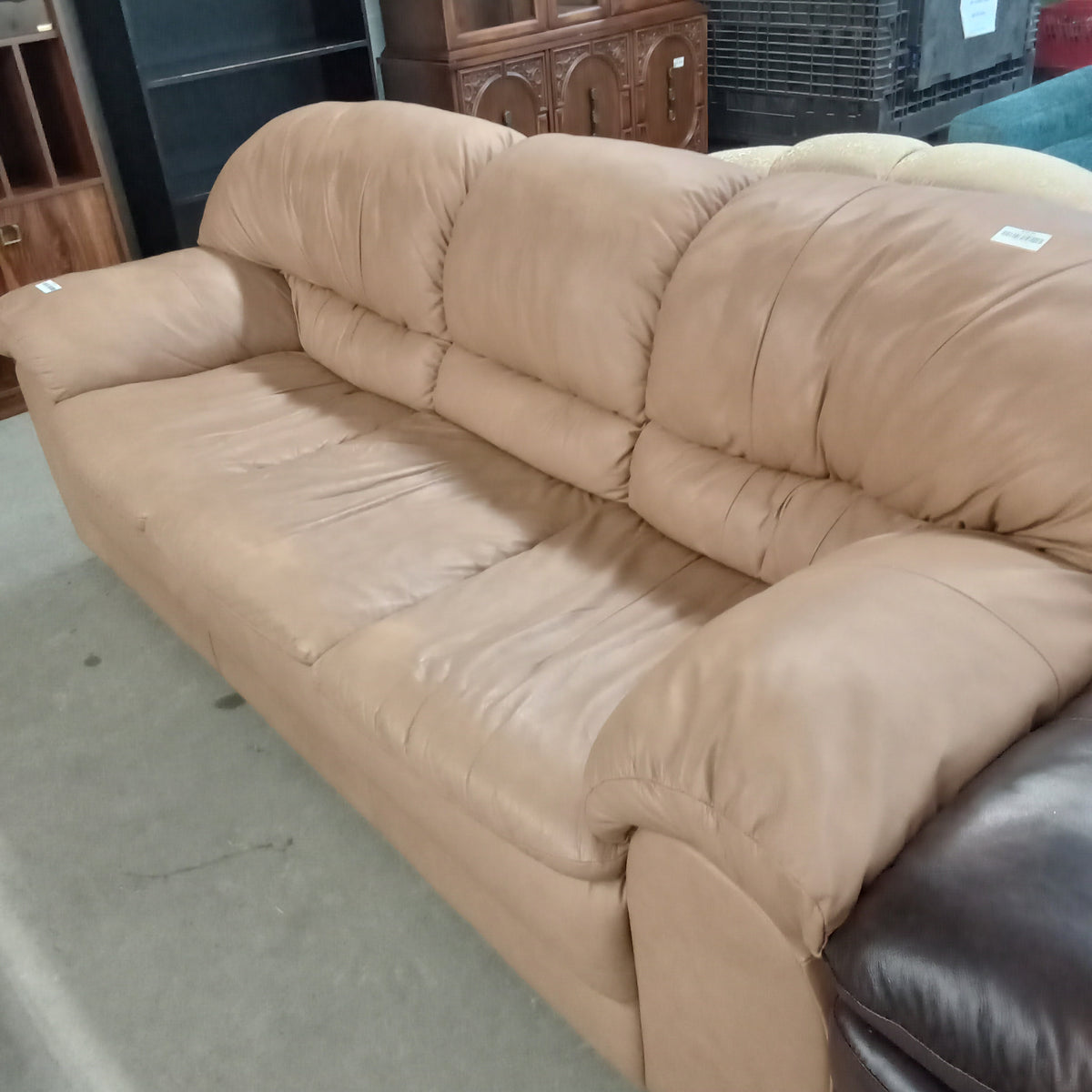88"W Leather 3-Seat in Brown