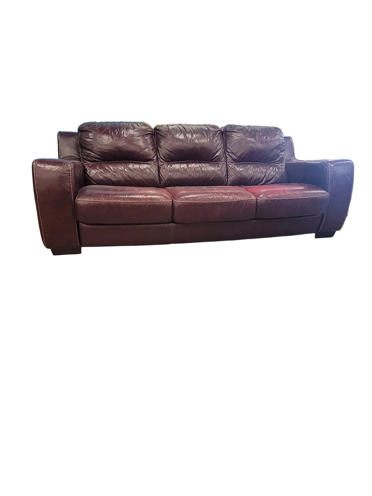 Dark Cherry Red Leather Sofa
