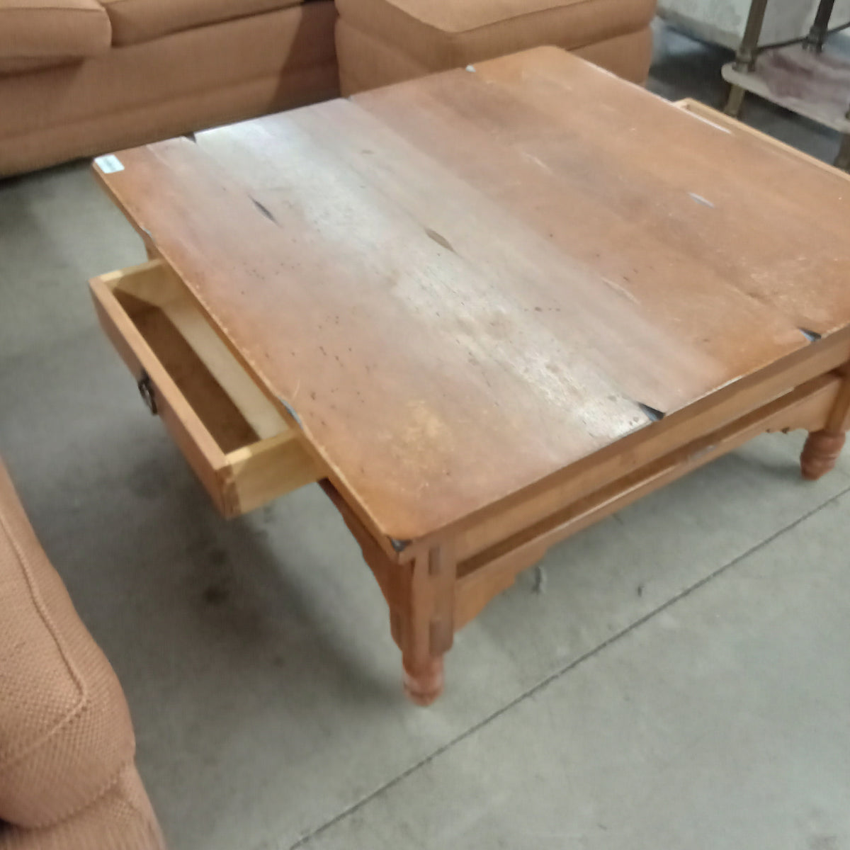 40"W Knotty Pine Coffee Table with Two Drawers
