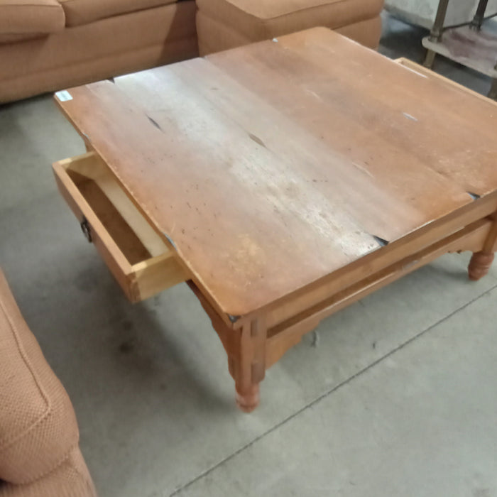 40"W Knotty Pine Coffee Table with Two Drawers