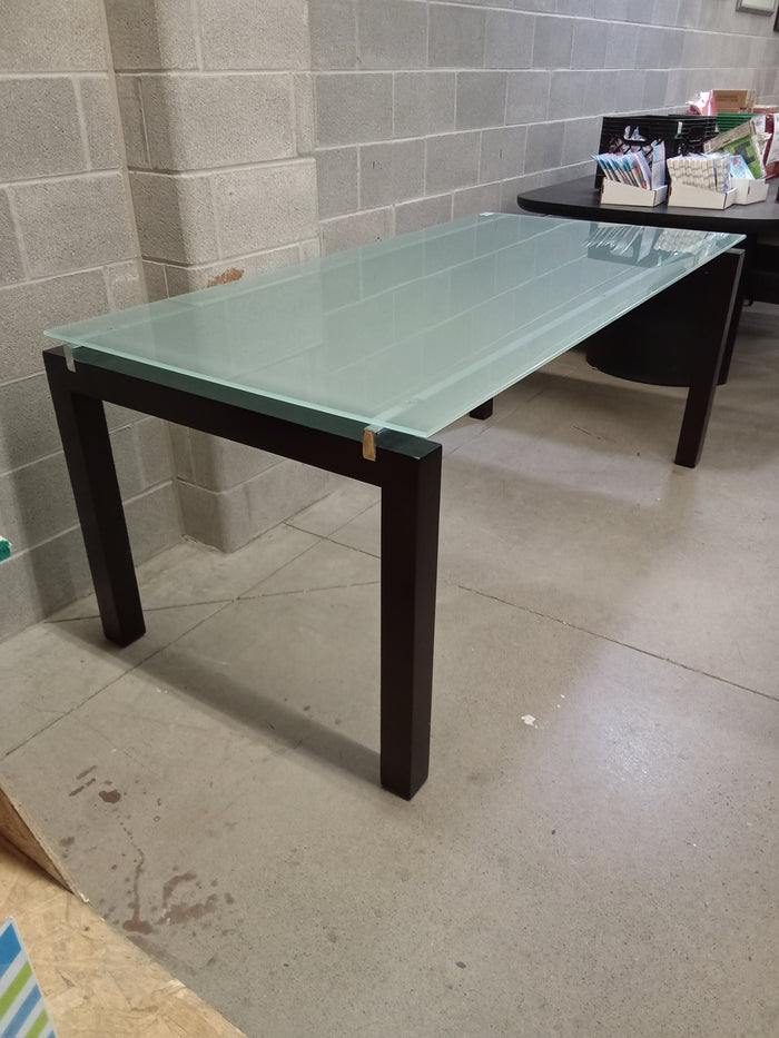72"W Frosted Glass Dining Table