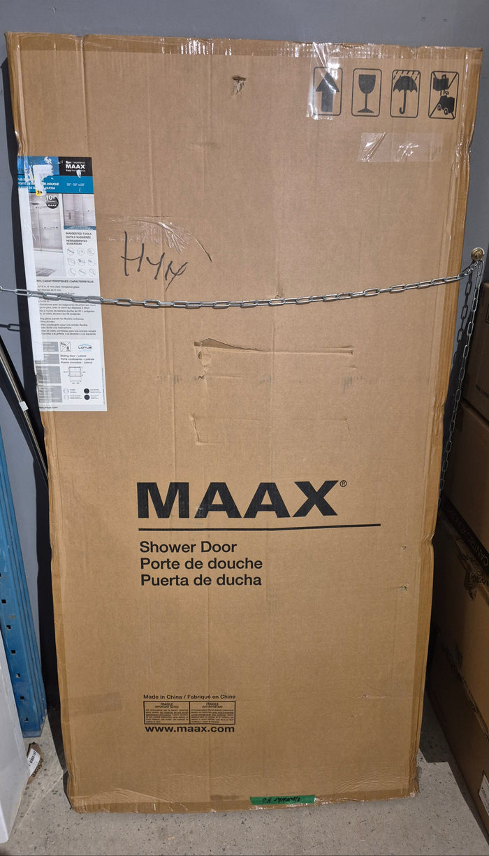 MAAX Duel 56" to 59"W x 55.5" to 59" H Frameless ByPass Sliding Bathtub Door in Brushed Nickel with 8mm Clear Tempered Glass