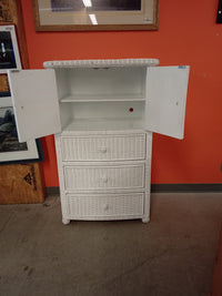 31"W Wicker Media Cabinet with Shelf and 3 Drawers
