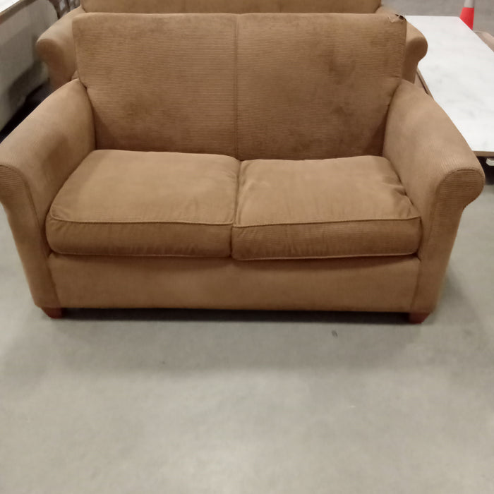 60"W Love Seat in Light Brown Corduroy