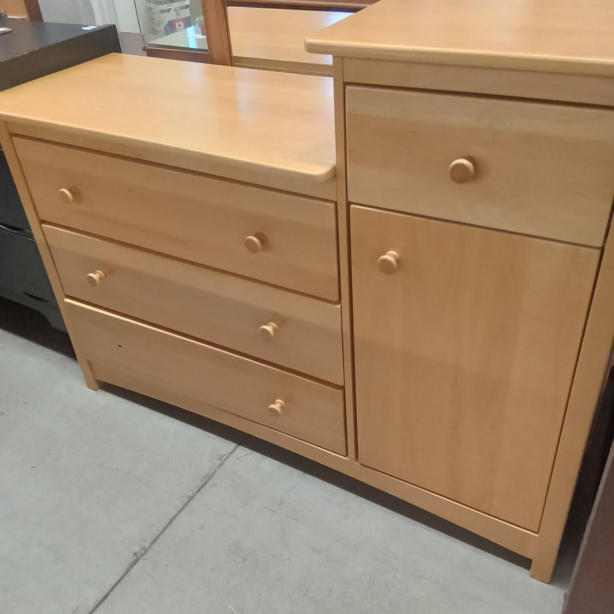 54"W 4-Drawer Dresser with Cupboard
